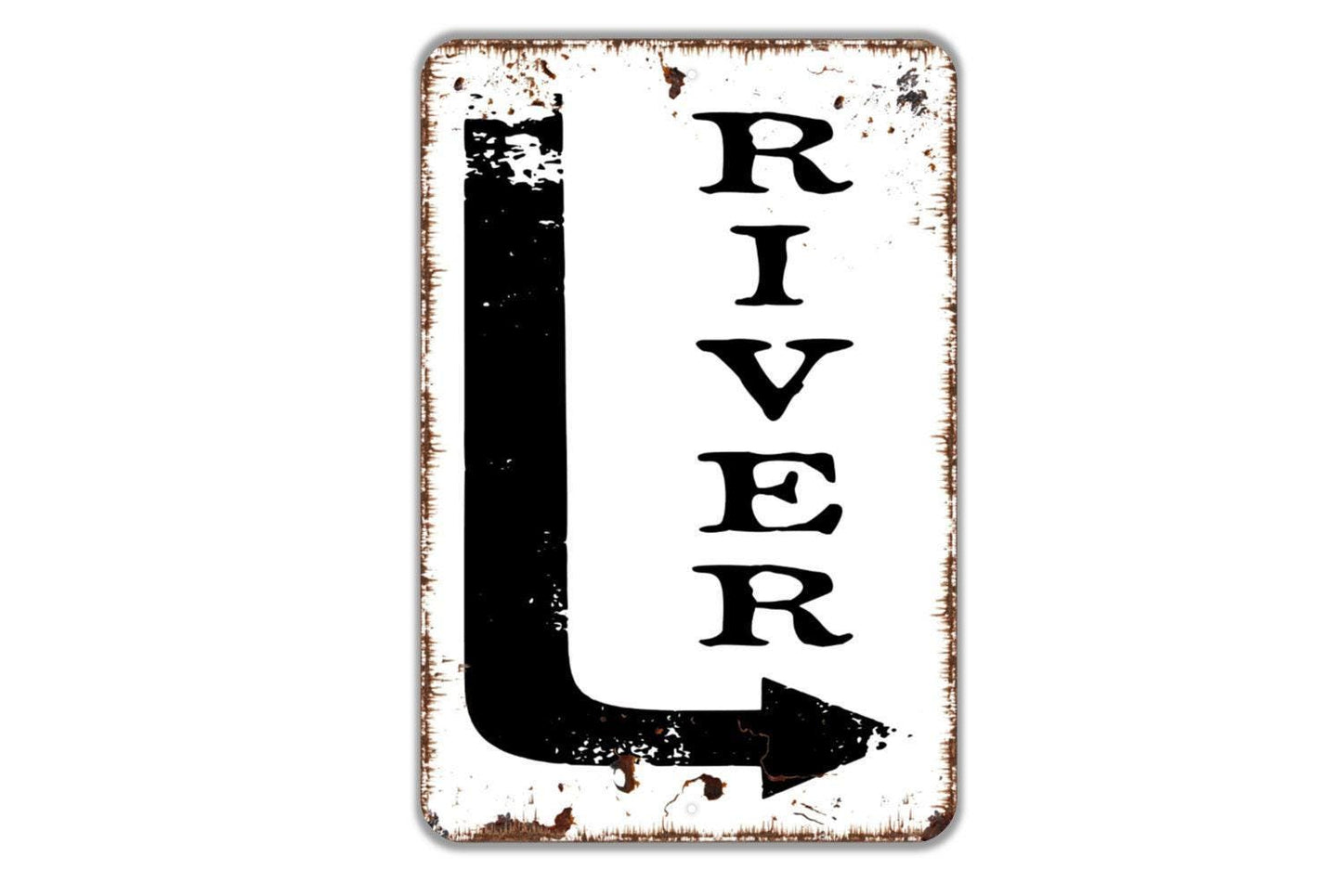 River With Right or Left Arrow Sign - Metal Indoor or Outdoor Wall Art