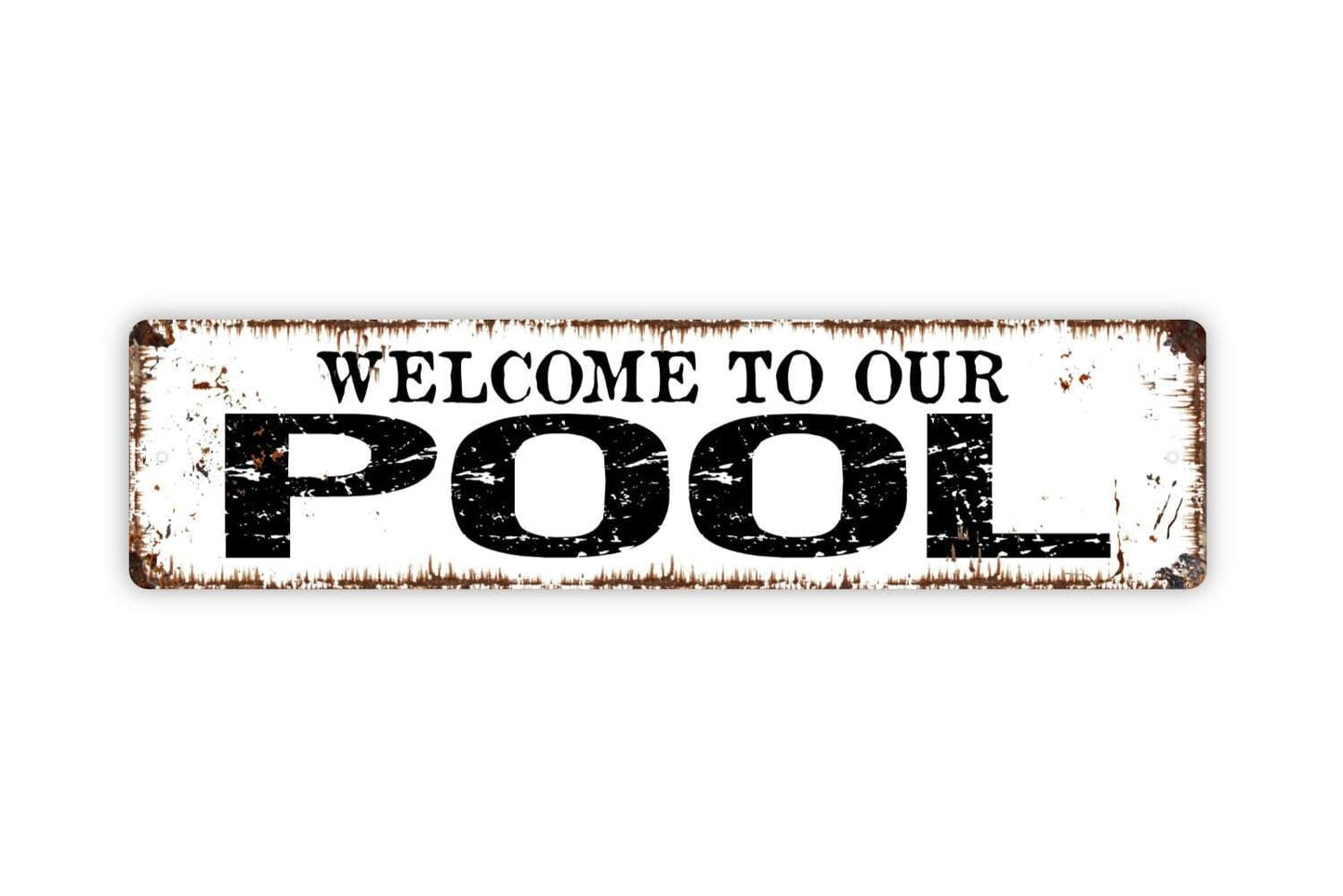 Welcome to Our Pool Sign | Fun Poolside Wall Decor | Metal Sign or Vinyl Sticker for Backyard, Patio, Swimming Pool, or Cabana