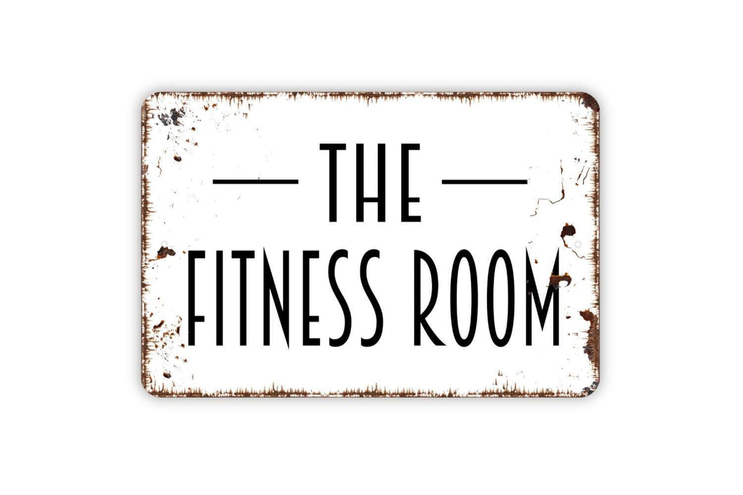 The Fitness Room Sign | Home Gym Exercise Wall Decor | Metal Sign or Vinyl Sticker for Workout Room Garage Basement Studio