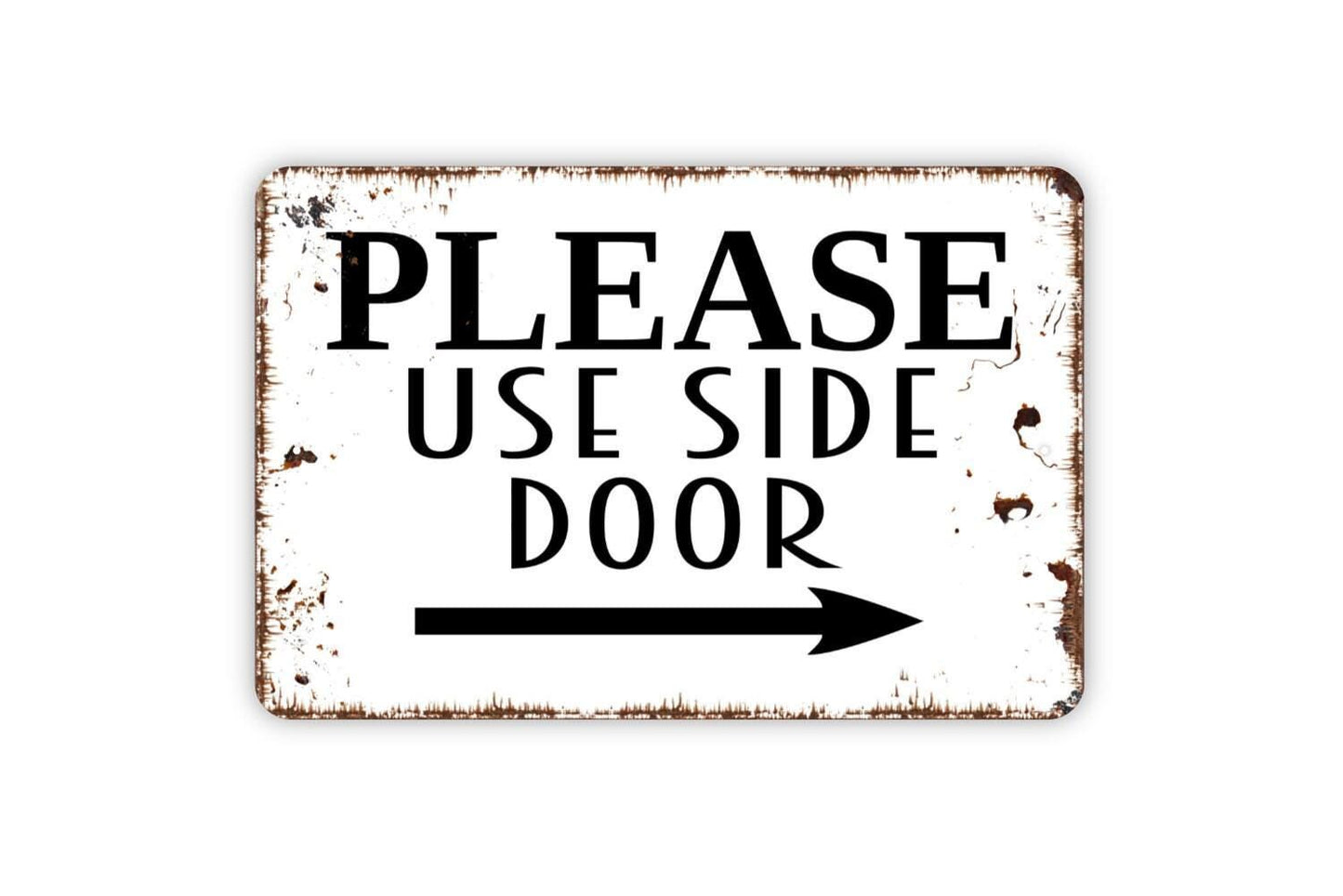Please Use Side Door With Arrow Sign | Directional Entry Sign | Metal Sign or Vinyl Sticker for Business Office Store Restaurant