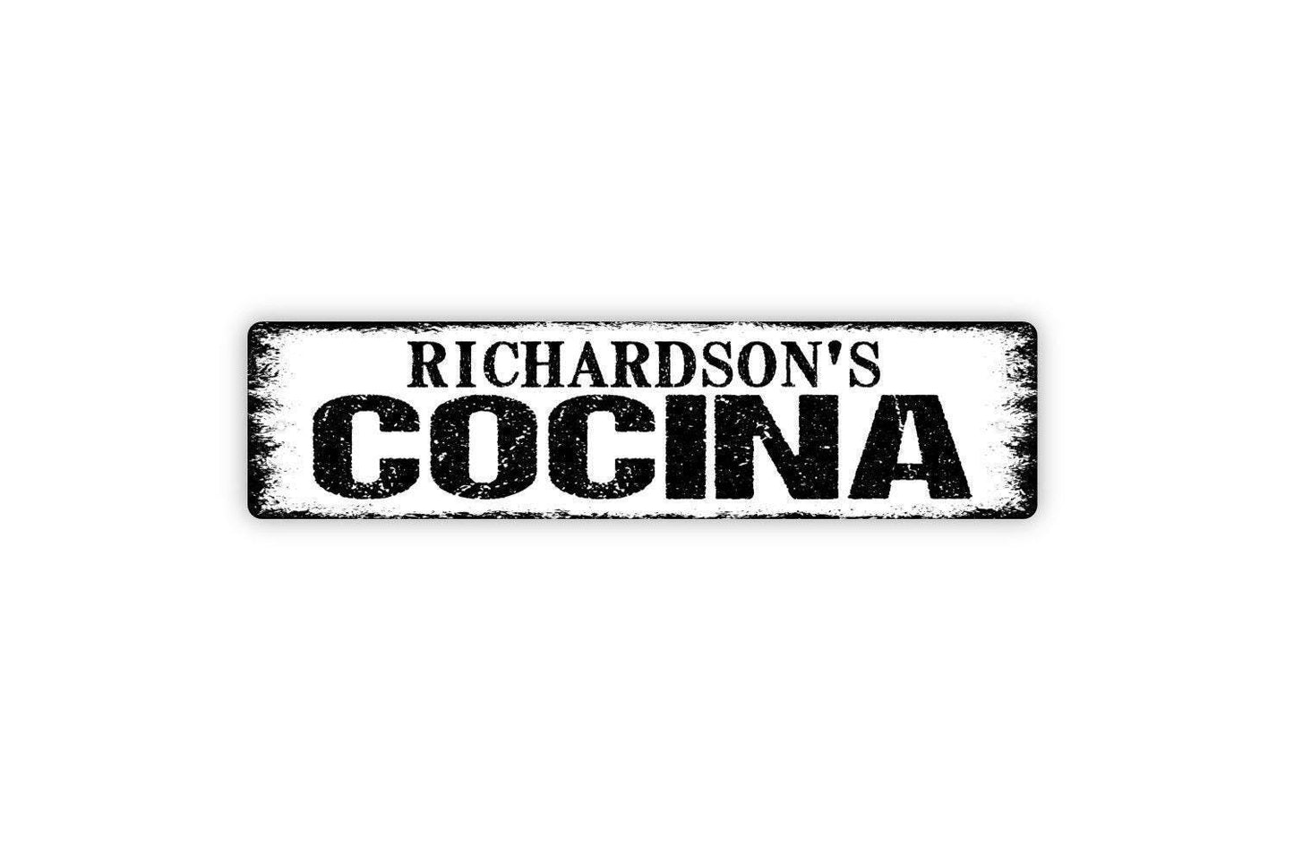 Personalized Cocina Sign | Custom Spanish Kitchen Sign with Family Name | Rustic Farmhouse Wall Décor Metal Sign or Vinyl Sticker for Home