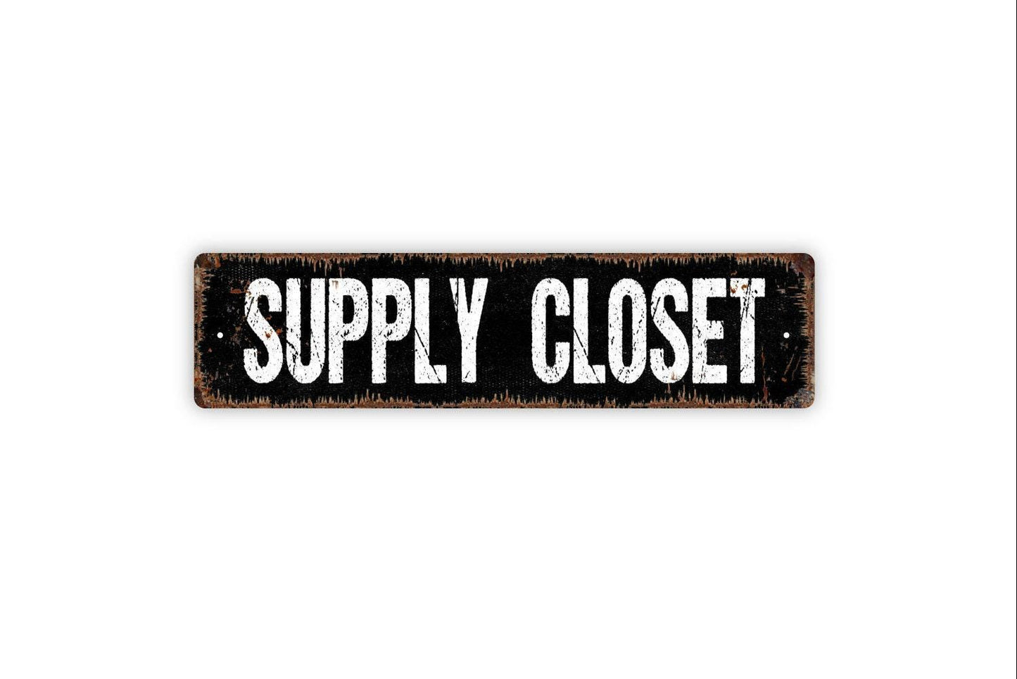 Supply Closet Sign - Distressed Bathroom Vinyl Sticker Or Custom Metal Street Sign or Door Name Plate Plaque