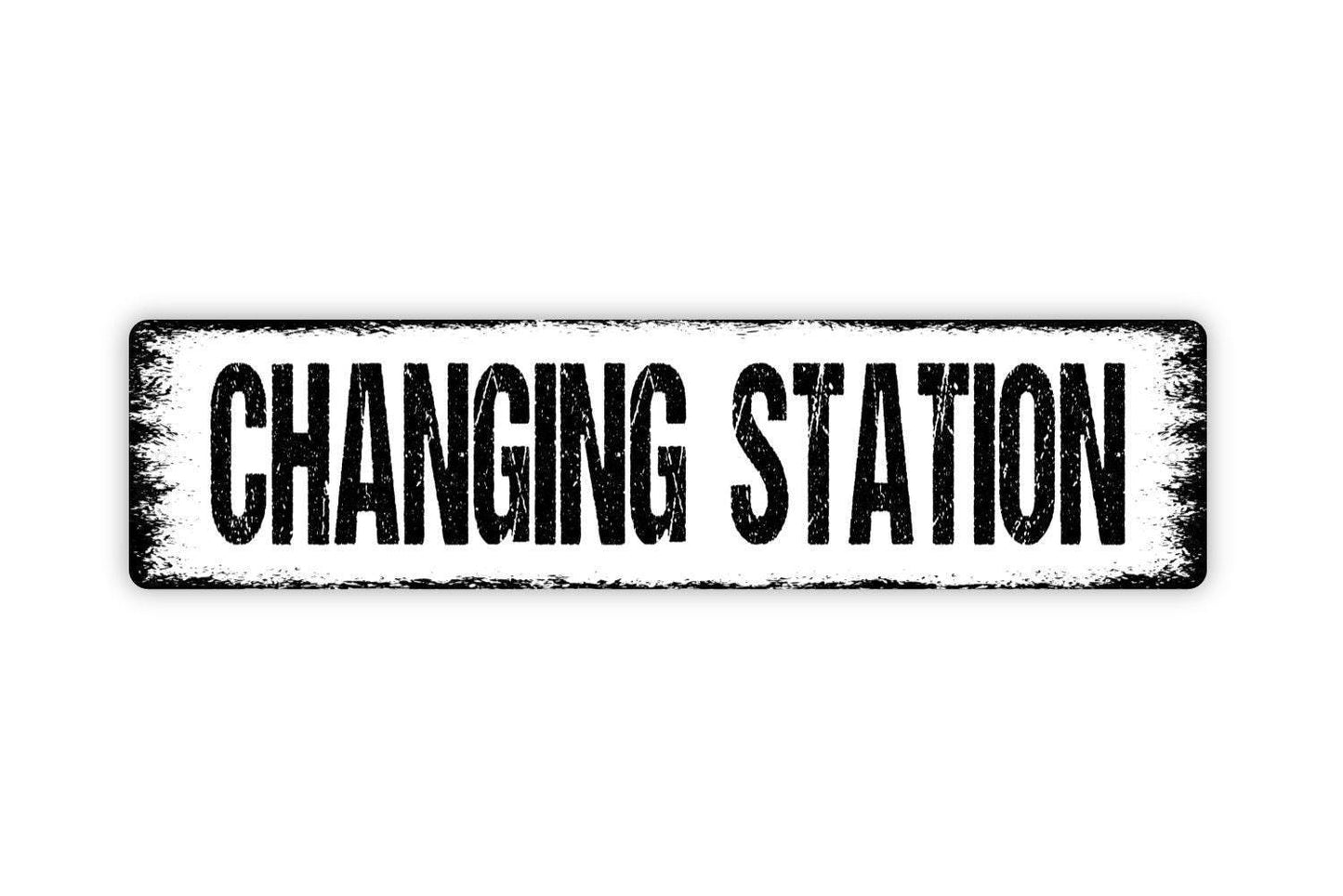Changing Station Sign - Bathroom Restroom Water Closet El Bano Baby Diaper Room Rustic Street Metal Sign or Door Name Plate Plaque