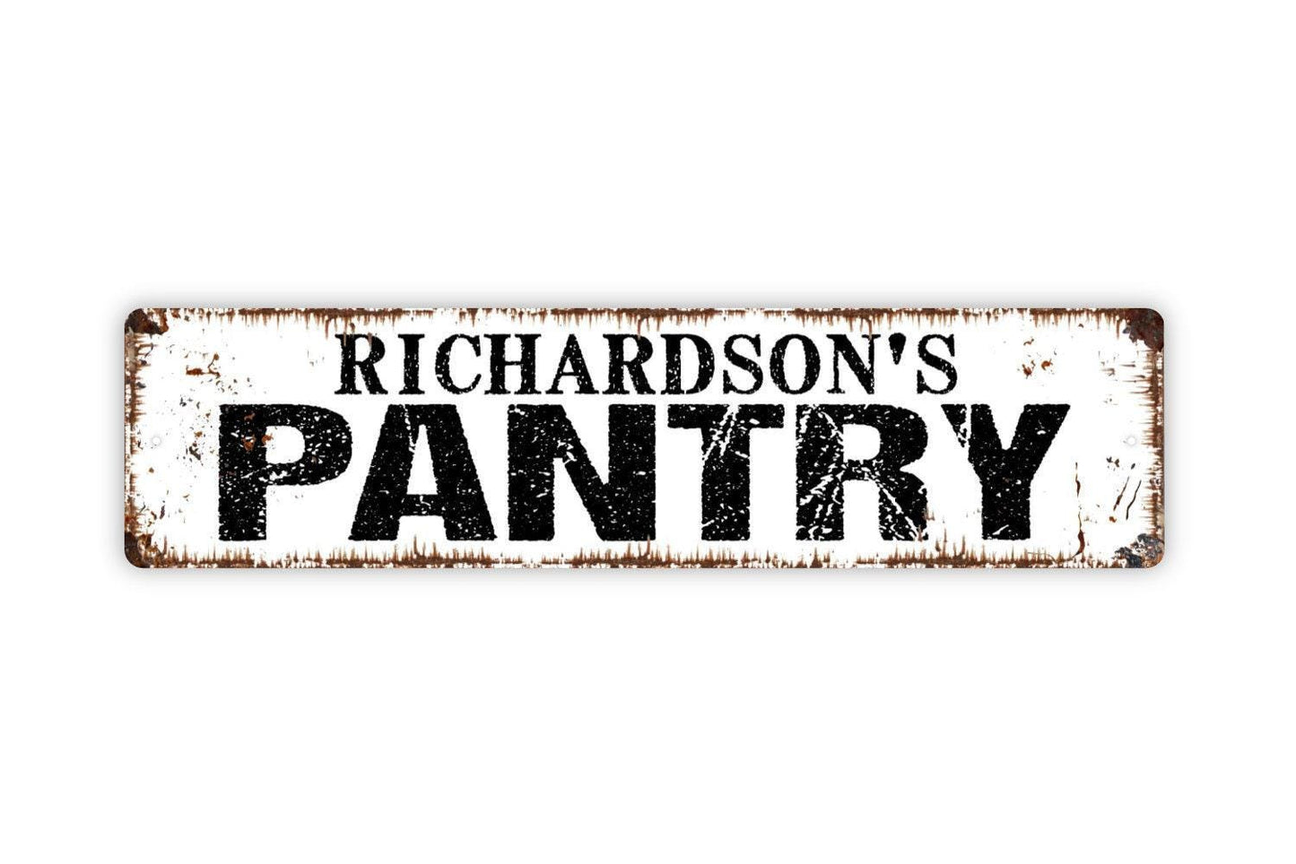 Personalized Pantry Sign | Custom Kitchen or Pantry Wall Sign with Family Name | Rustic Style Metal Sign or Vinyl Sticker Home Décor