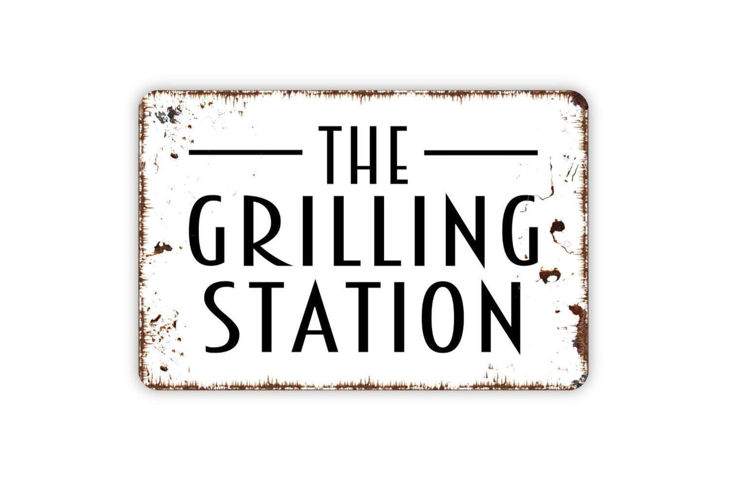 The Grilling Station Sign - Grill BBQ Barbecue Smoke Shack Metal Sign Grilling Notice Sign