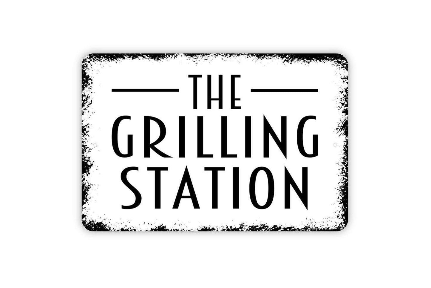 The Grilling Station Sign - Grill BBQ Barbecue Smoke Shack Metal Sign Grilling Notice Sign