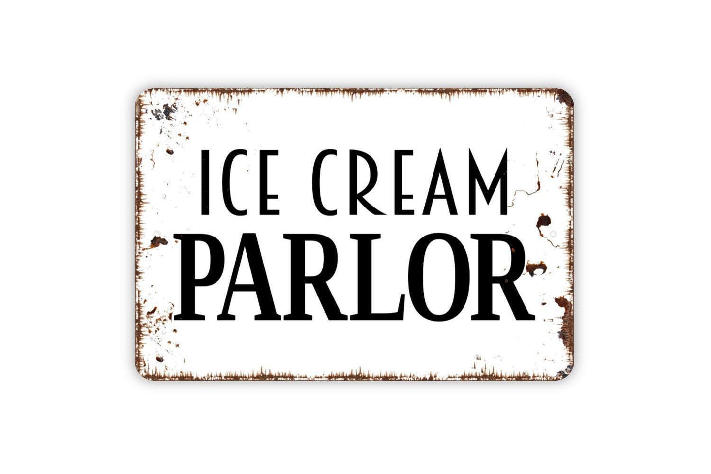 Ice Cream Parlor Sign - Hand Scooped Dairy Custard Milkshakes Farmhouse Contemporary Modern Wall Metal Sign