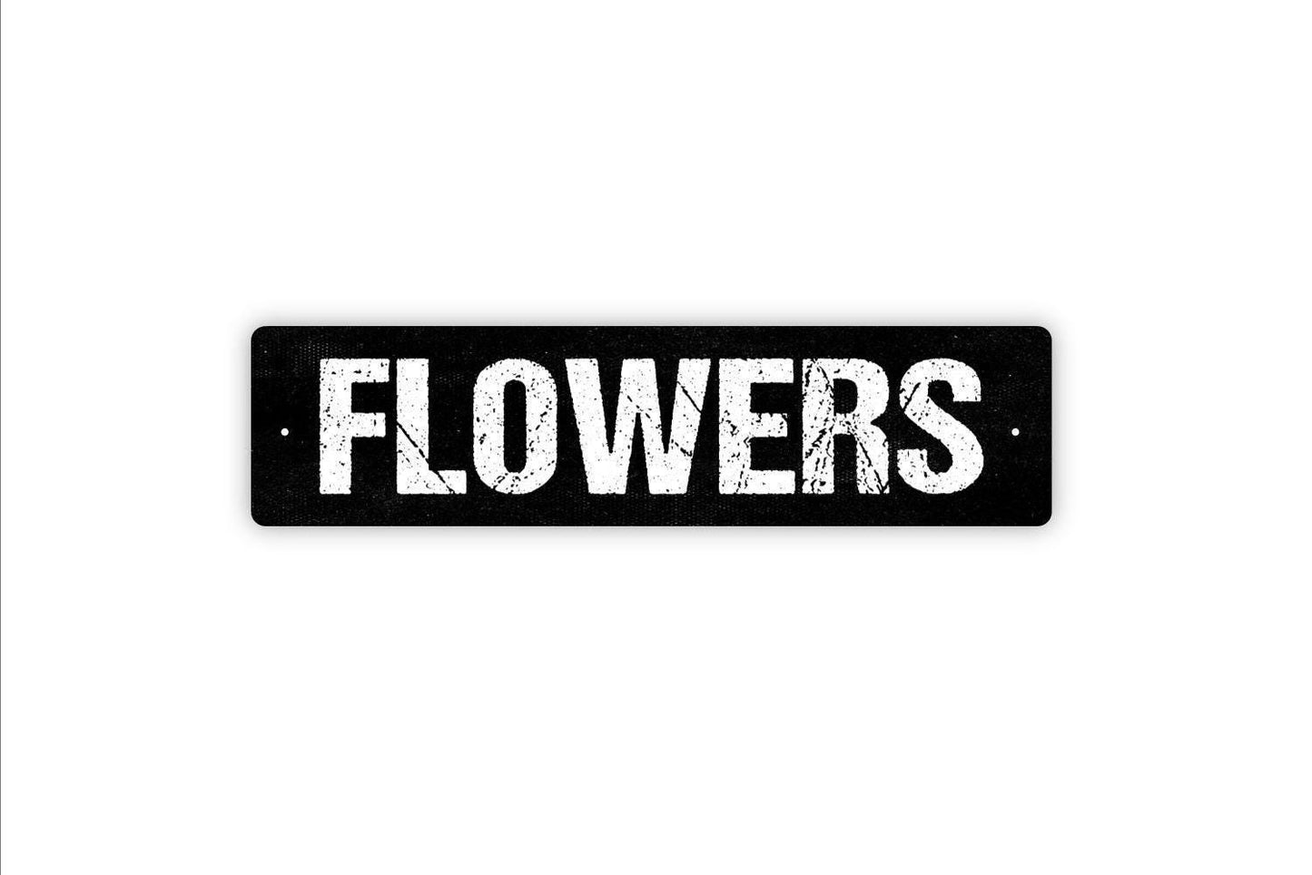 Flowers Sign - Flower Garden Market Floral Florist Vinyl Sticker Or Street Metal Sign or Door Name Plate Plaque