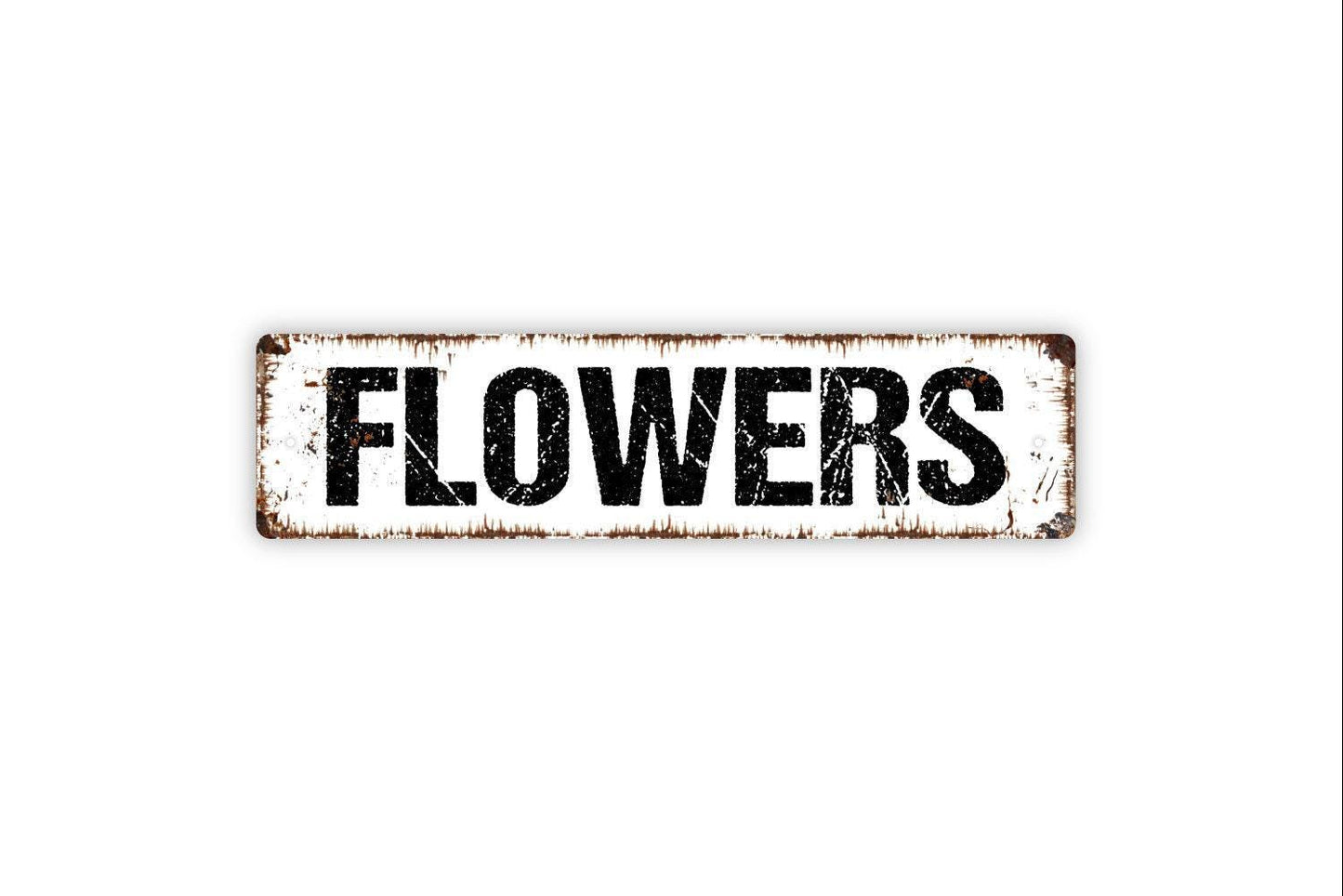 Flowers Sign - Flower Garden Market Floral Florist Vinyl Sticker Or Street Metal Sign or Door Name Plate Plaque