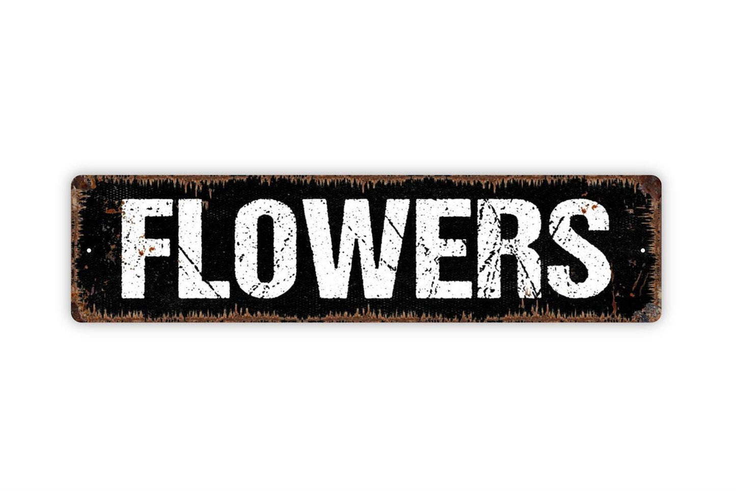 Flowers Sign - Flower Garden Market Floral Florist Vinyl Sticker Or Street Metal Sign or Door Name Plate Plaque