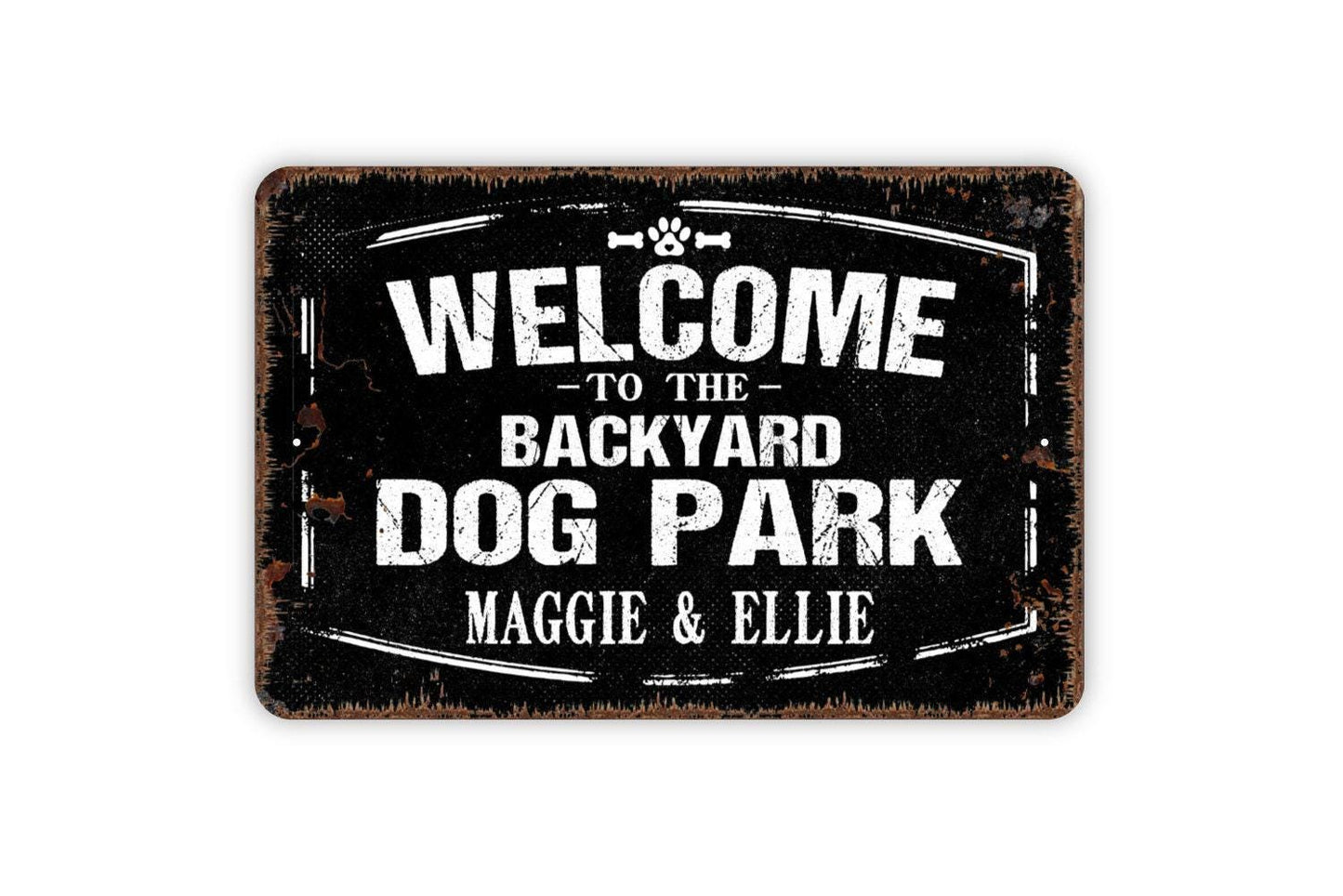 Personalized Welcome To The Backyard Dog Park Sign | Custom Dog Lover Yard Decor | Metal Sign or Vinyl Sticker for Fence Gate