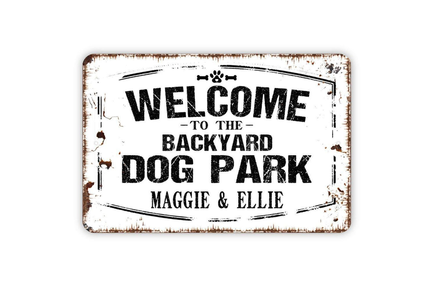 Personalized Welcome To The Backyard Dog Park Sign | Custom Dog Lover Yard Decor | Metal Sign or Vinyl Sticker for Fence Gate