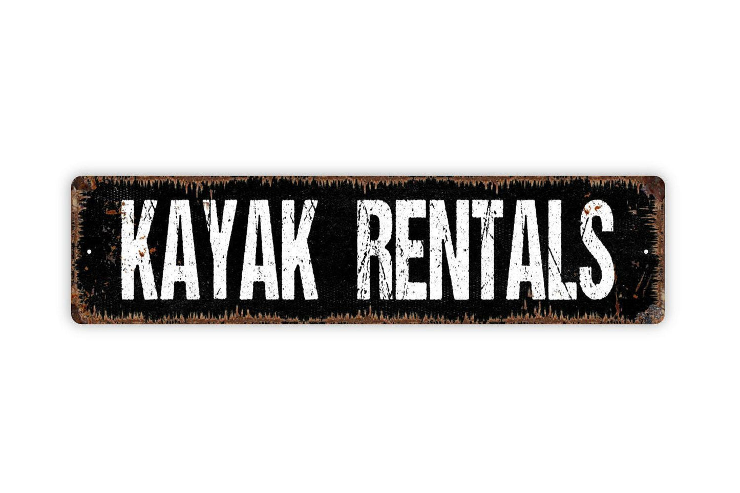 Kayak Rentals Sign - Paddle Canoe Float River Lake Fish Water Vinyl Sticker Or Street Metal Sign or Door Name Plate Plaque