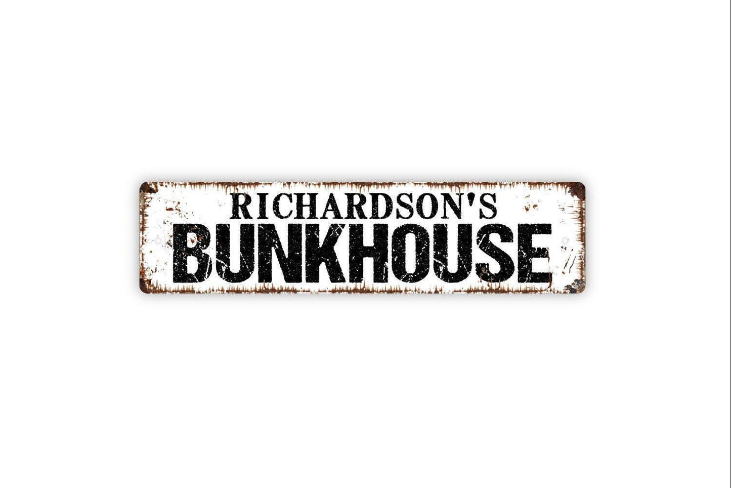 Personalized Bunkhouse Sign - Vinyl Sticker Or Metal Street Sign or Door Name Plate Plaque