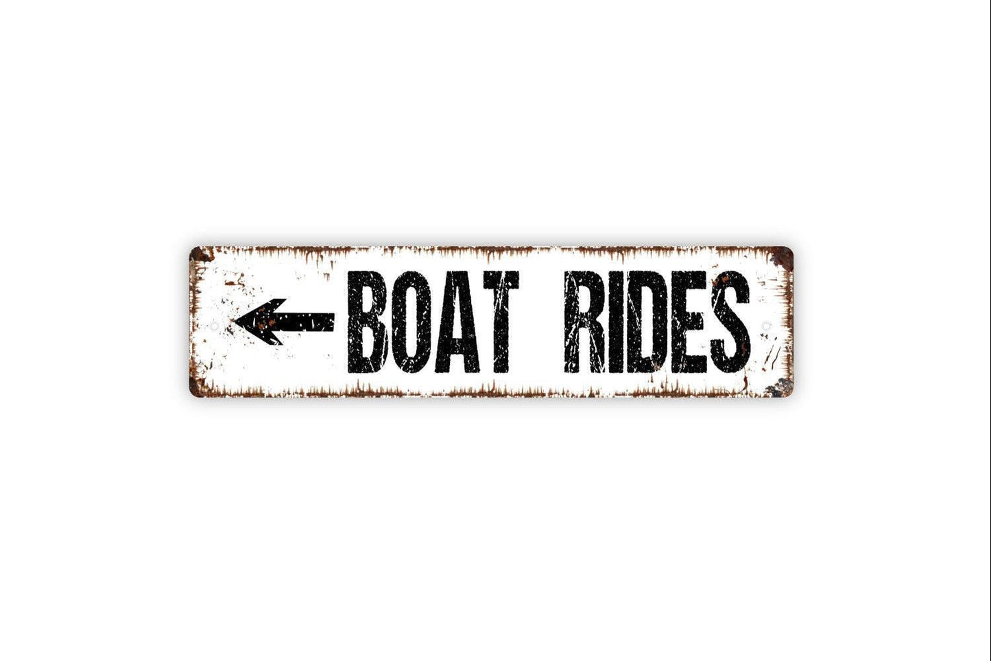 Boat Rides With Arrow Metal Sign, Farmhouse Contemporary Modern Wall Metal Sign