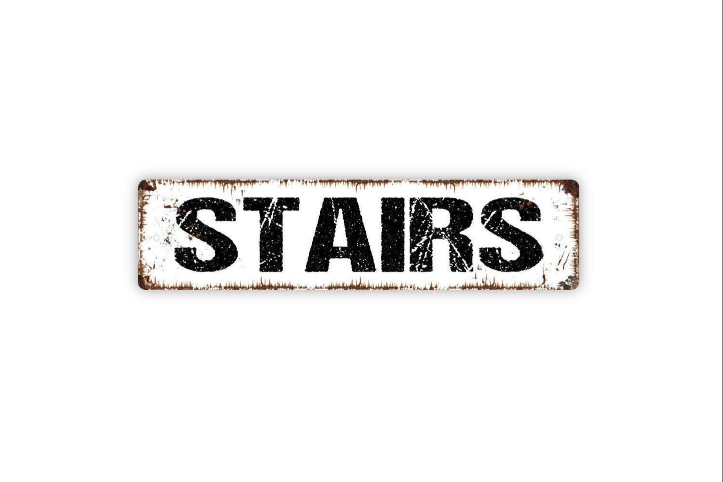 Stairs Sign - Proceed With Caution Vinyl Sticker Or Custom Metal Street Sign or Door Name Plate Plaque