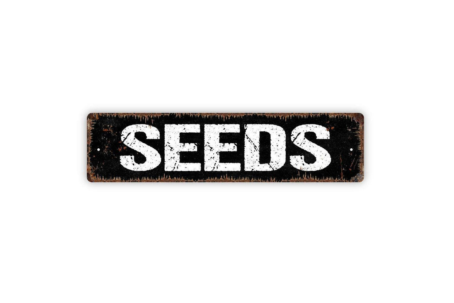 Seeds Sign - Garden Marker Produce Farmers Market Vinyl Sticker Or Street Metal Sign or Door Name Plate Plaque