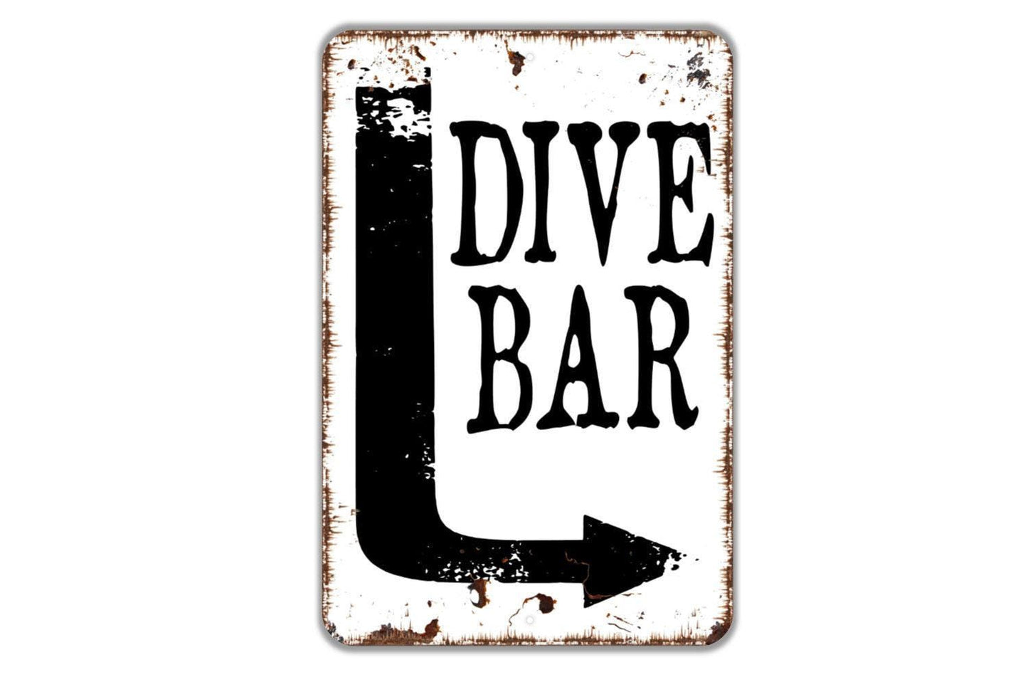 Dive Bar Sign With Arrow Metal or Vinyl Sticker | Rustic Bar Decor | Funny Pub Sign | Man Cave Wall Art | Home Bar Arrow Sticker