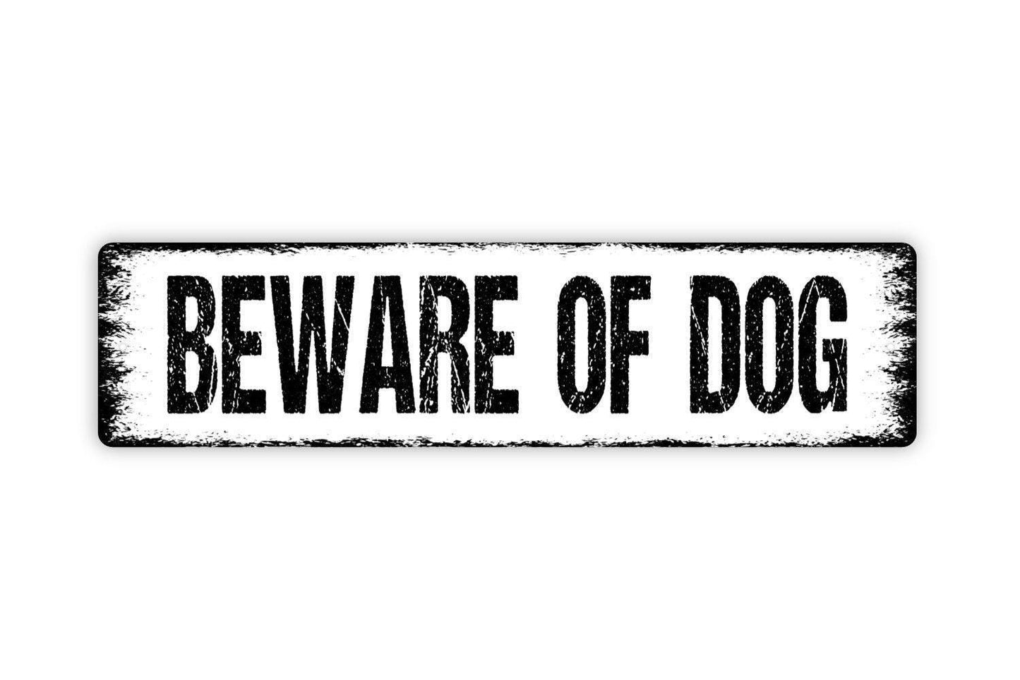Beware of Dog Sign - Vinyl Sticker Or Metal Street Sign or Door Name Plate Plaque