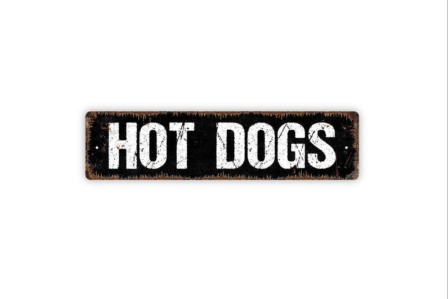 Hot Dogs Sign - Vinyl Sticker Or Custom Metal Street Sign or Door Name Plate Plaque