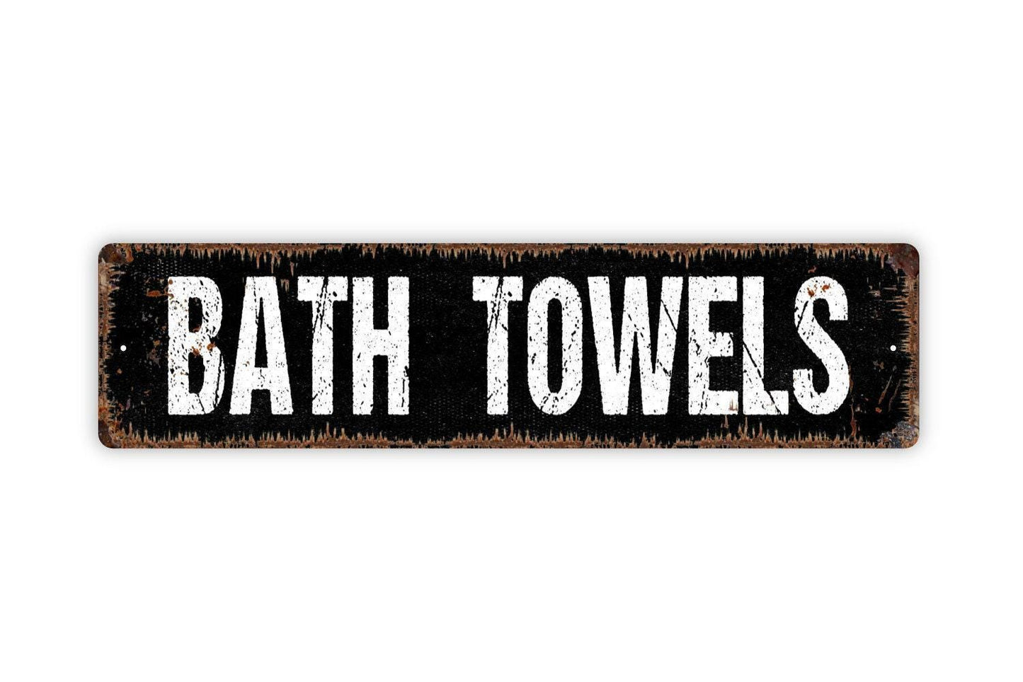 Bath Towels Sign - Guest Bathroom Shower Tub Master Primary Bath Wash Dry Vinyl Sticker Or Street Metal Sign or Door Name Plate Plaque
