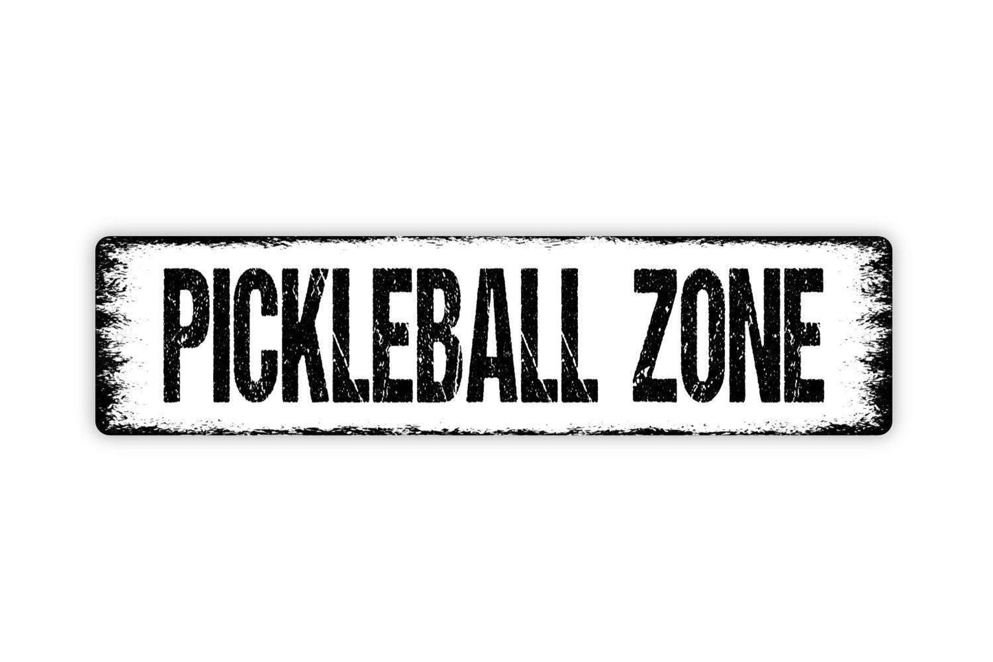 Pickleball Zone Sign - Court Play Indoor Or Outdoor Vinyl Sticker Or Street Metal Sign or Door Name Plate Plaque
