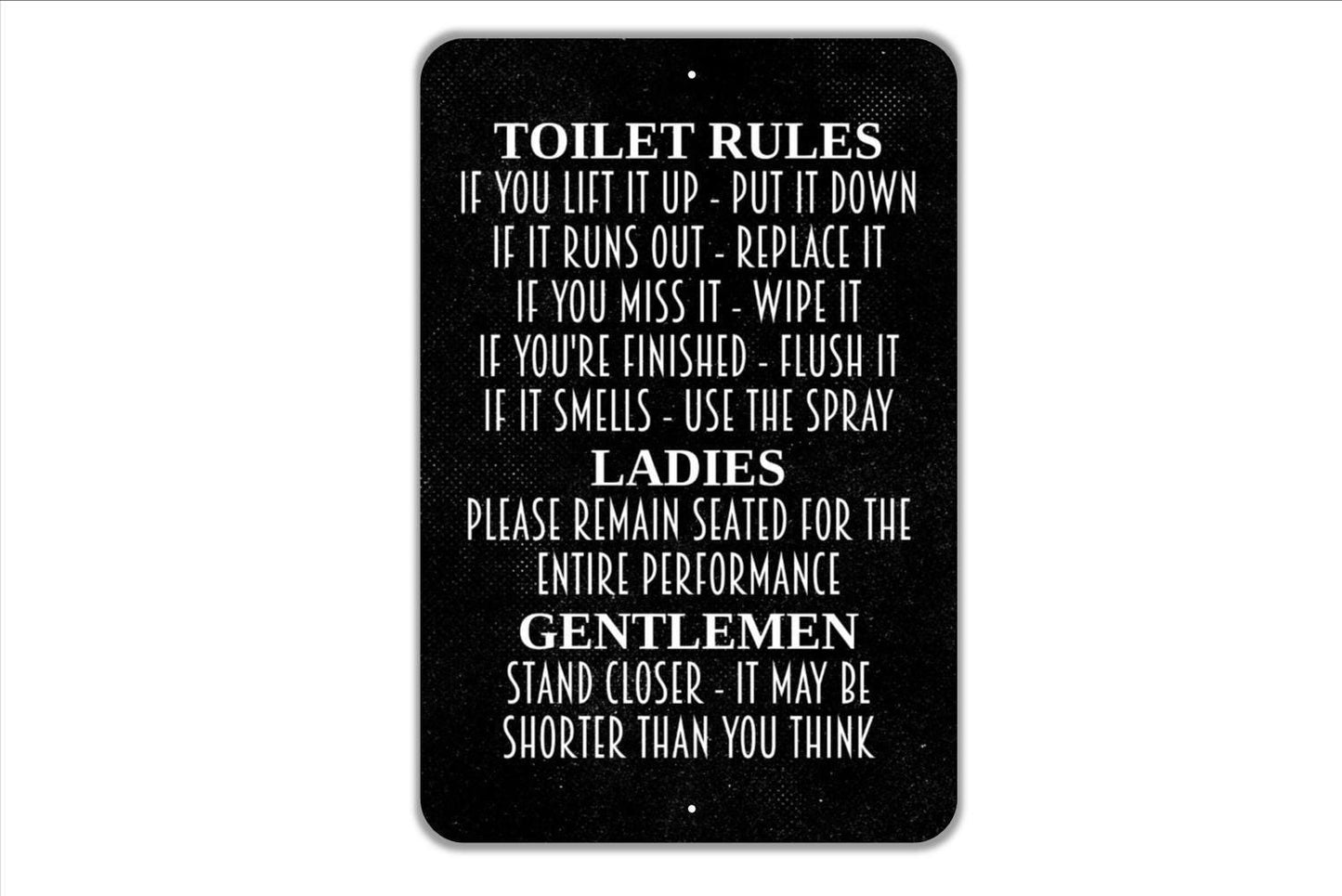 Toilet Rules Sign | Funny Bathroom Wall Decor | Metal Sign or Vinyl Sticker for Restroom, Powder Room, or Home Toilet Humor
