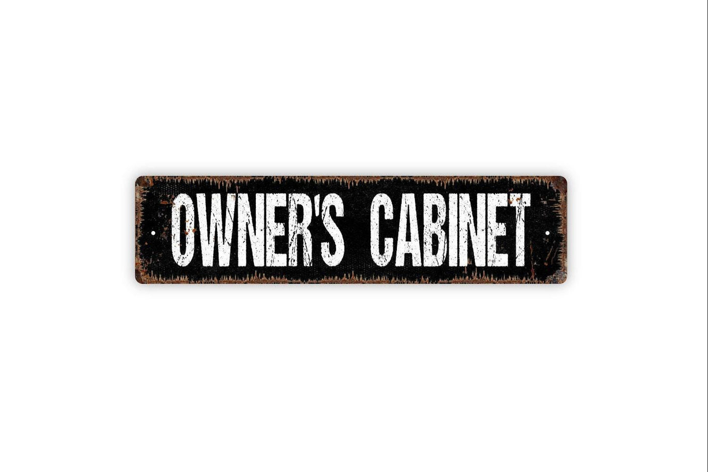 Owner's Cabinet Sign - Rental Property Hotel Motel Bed And Breakfast Guest Visitor Rustic Street Metal Sign or Door Name Plate Plaque