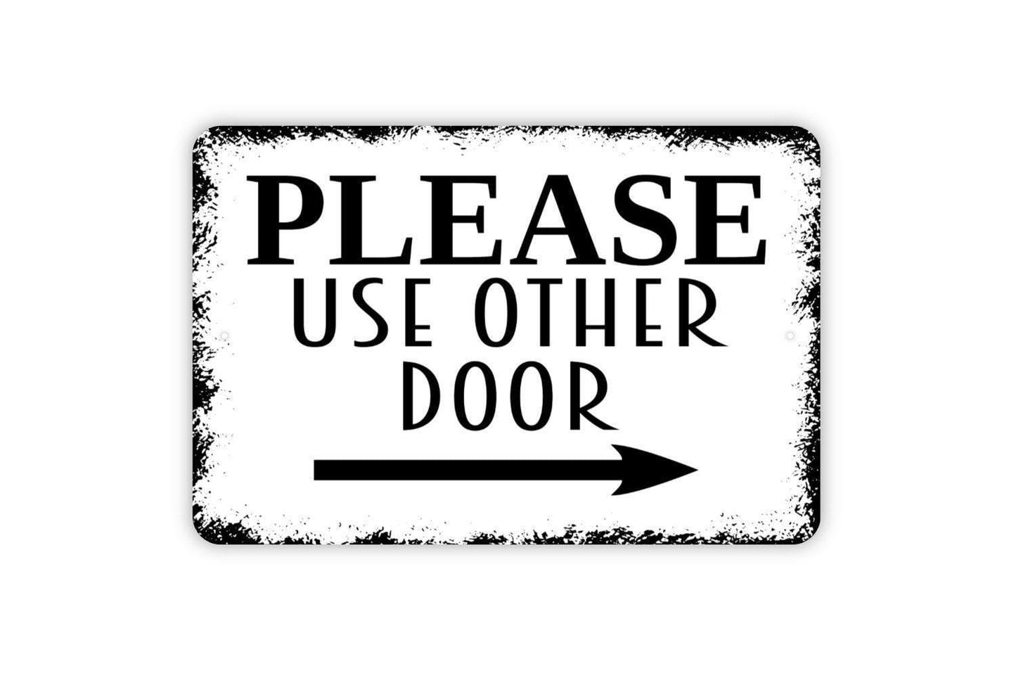 Please Use Other Door With Arrow Sign | Directional Entry Sign | Metal Sign or Vinyl Sticker for Business Office Store Restaurant
