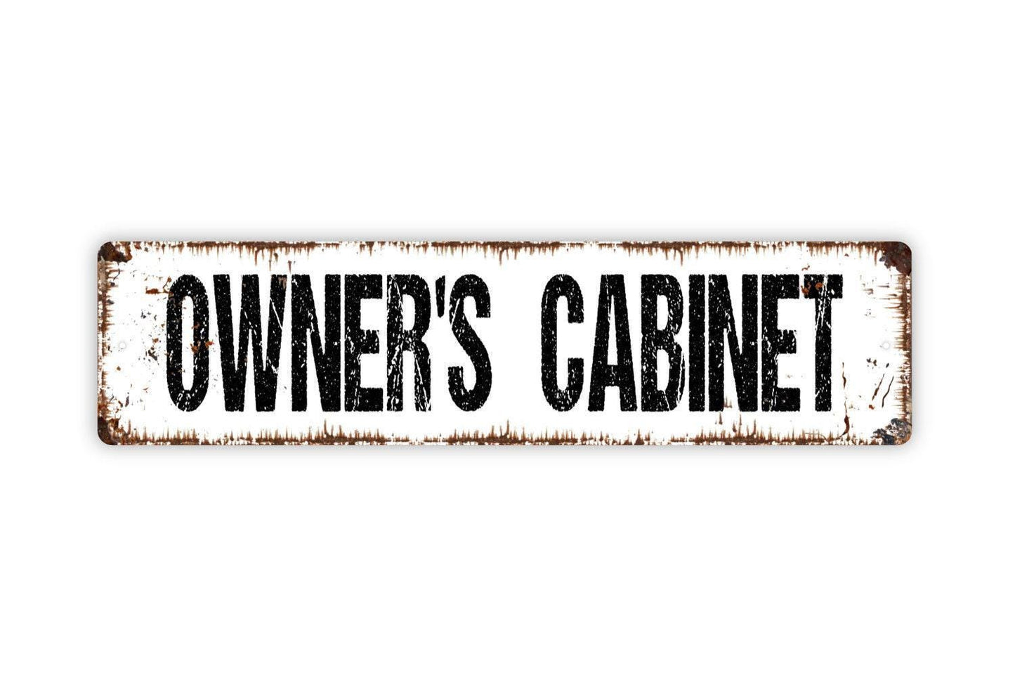 Owner's Cabinet Sign - Rental Property Hotel Motel Bed And Breakfast Guest Visitor Rustic Street Metal Sign or Door Name Plate Plaque