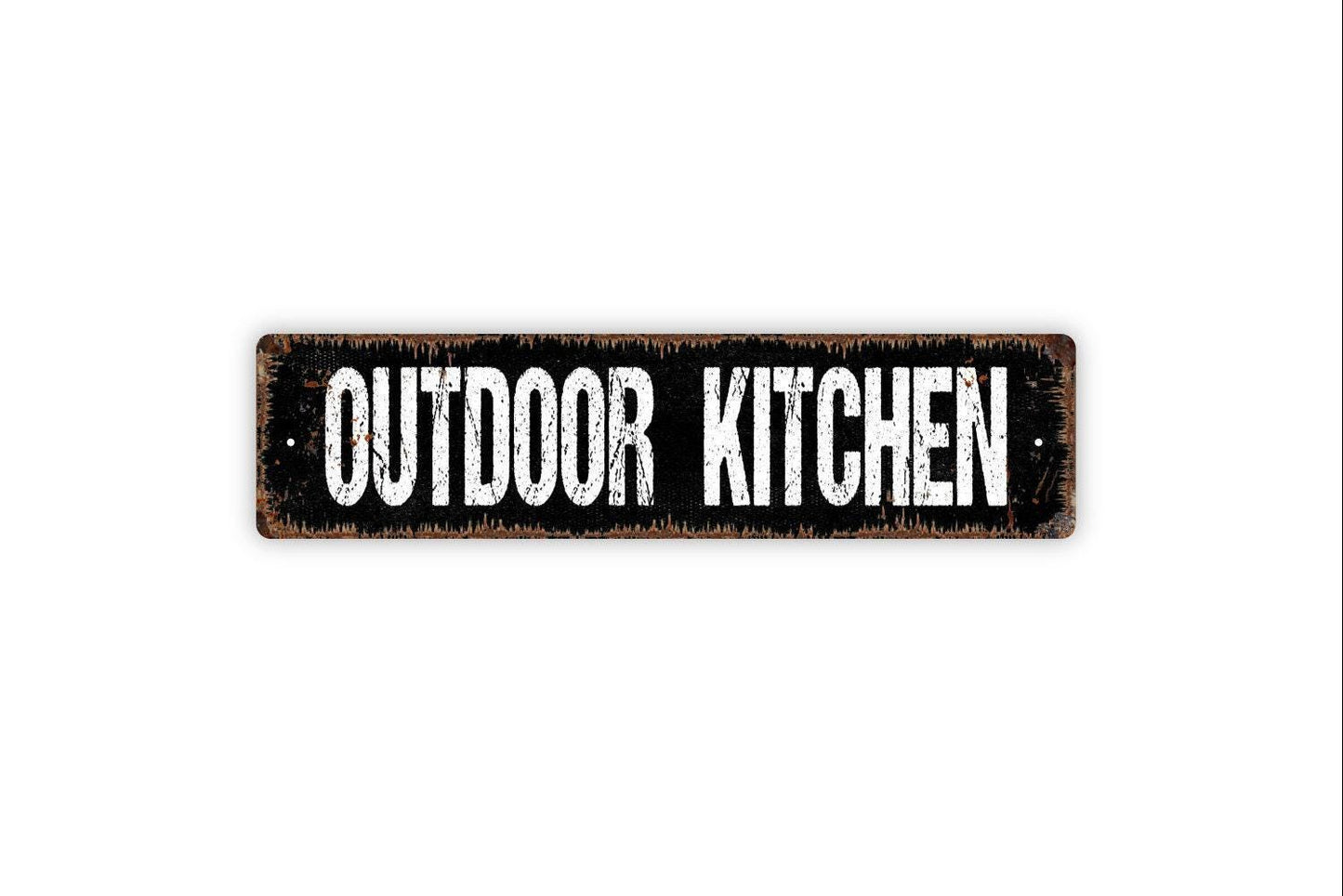 Outdoor Kitchen Sign - Backyard Grill Station Patio Vinyl Sticker Or Street Metal Sign or Door Name Plate Plaque