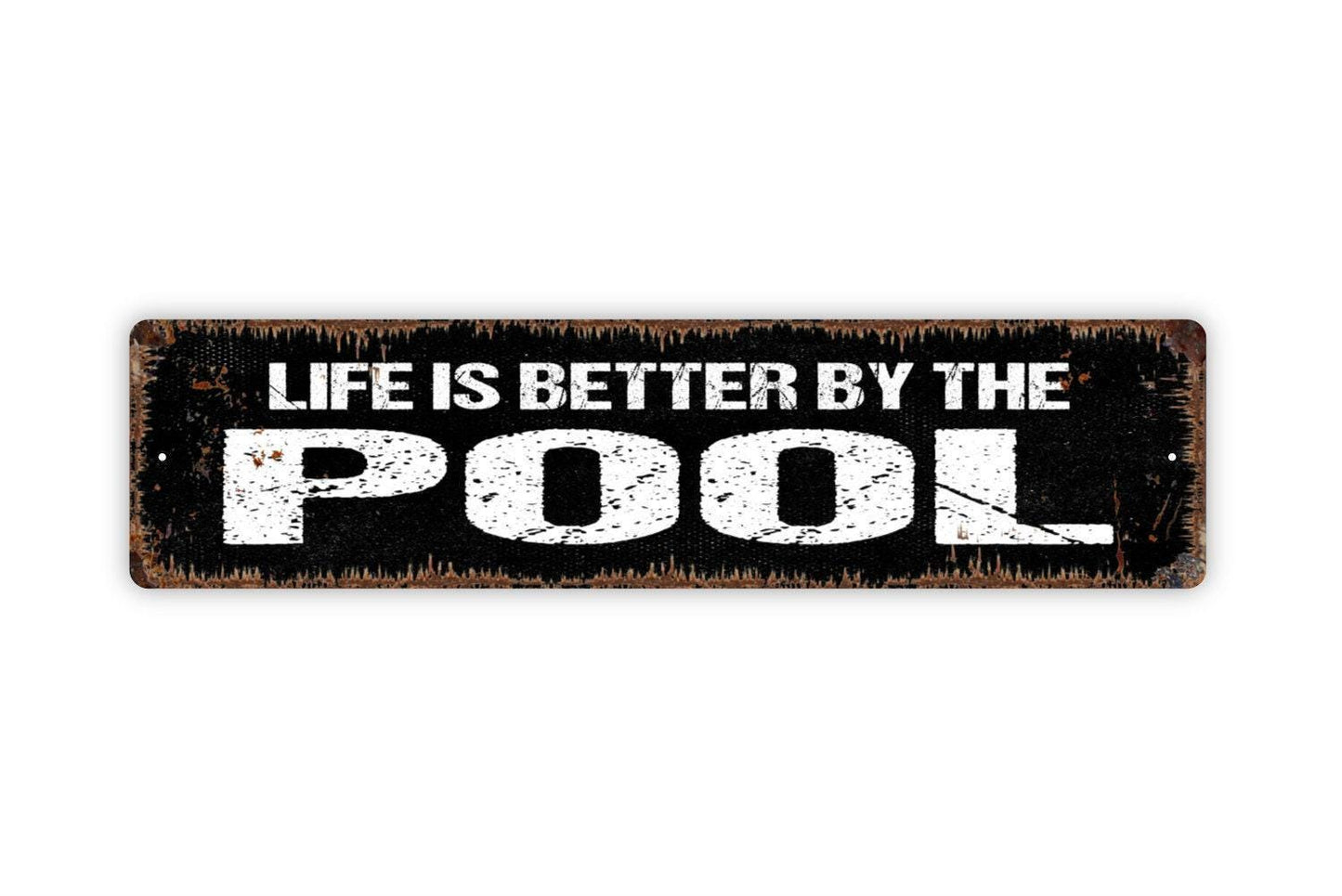 Life Is Better By The Pool Sign | Outdoor Patio, Backyard, or Poolside Wall Sign | Summer Décor Metal Pool Sign or Vinyl Sticker House Gift