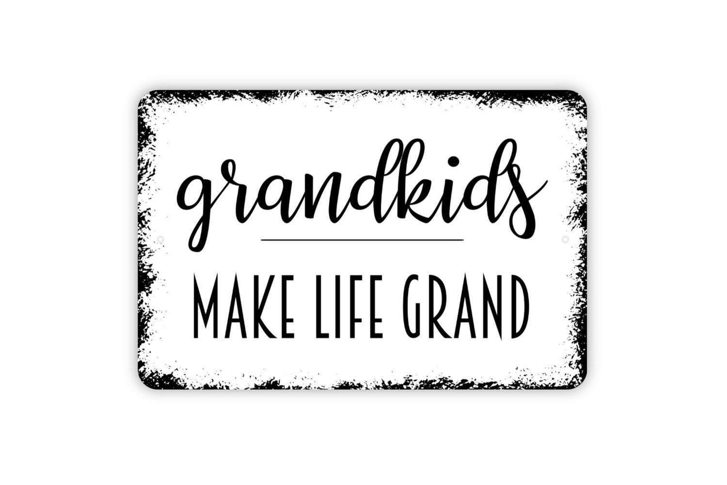Grandkids Make Life Grand Sign | Family Wall Décor for Living Room, Entryway, or Porch | Metal Sign or Vinyl Sticker Gift for Grandparents