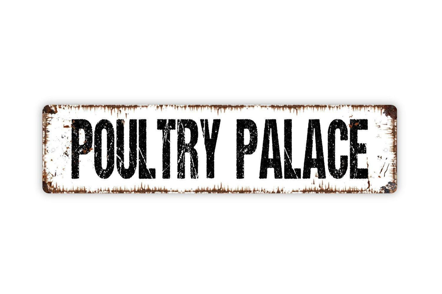 Poultry Palace Sign | Funny Chicken Coop Farm Decor | Metal Sign or Vinyl Sticker for Barn Yard Farmhouse Hen House