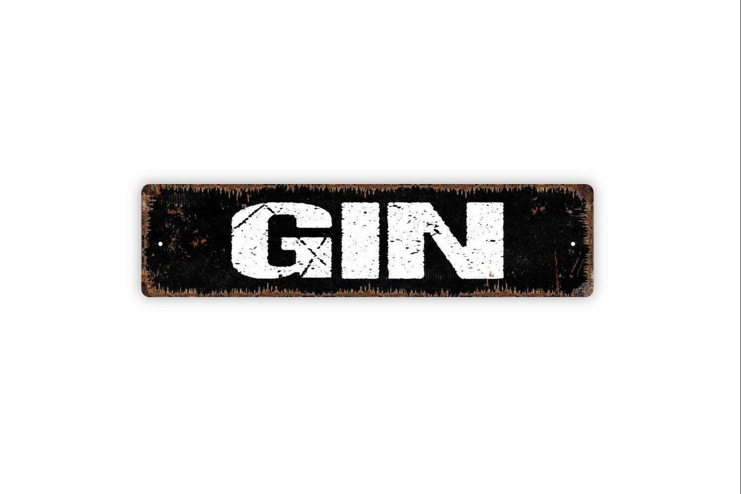 Gin Sign - Liquor Drinks Alcohol Vinyl Sticker Or Street Metal Sign or Door Name Plate Plaque