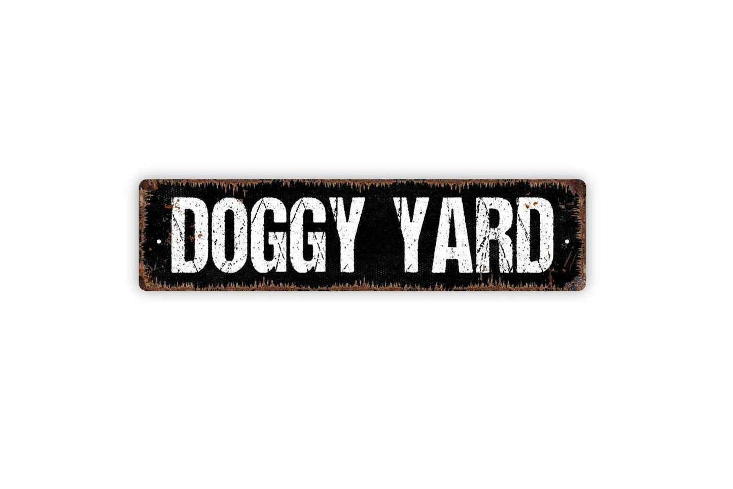 Doggy Yard Sign | Funny Dog Lover Outdoor Decor | Metal Sign or Vinyl Sticker for Fence Gate Garden Porch Backyard