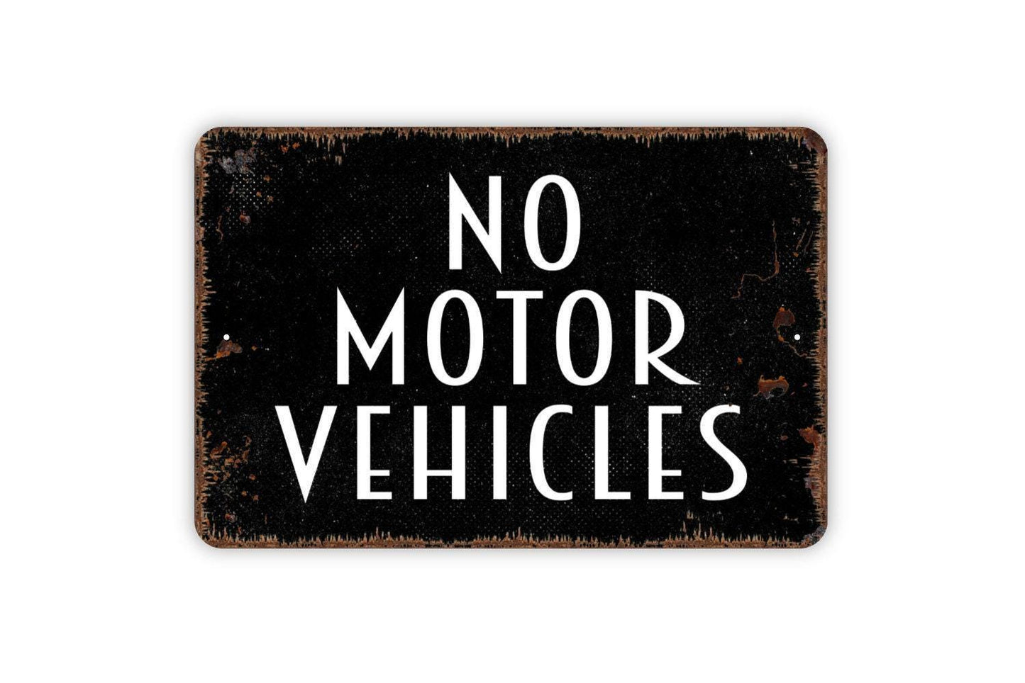 No Motor Vehicles Sign | Road Safety Wall Decor | Metal Sign or Vinyl Sticker for Trails, Parks, Properties, or Restricted Areas