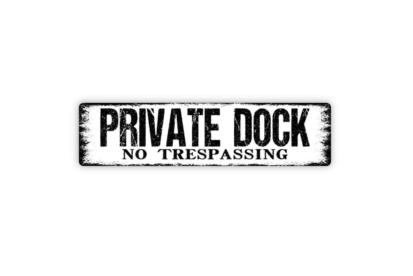 Private Dock No Trespassing Sign | Waterfront Property Warning | Metal Sign or Vinyl Sticker for Lake House, Pier, or Boat Dock