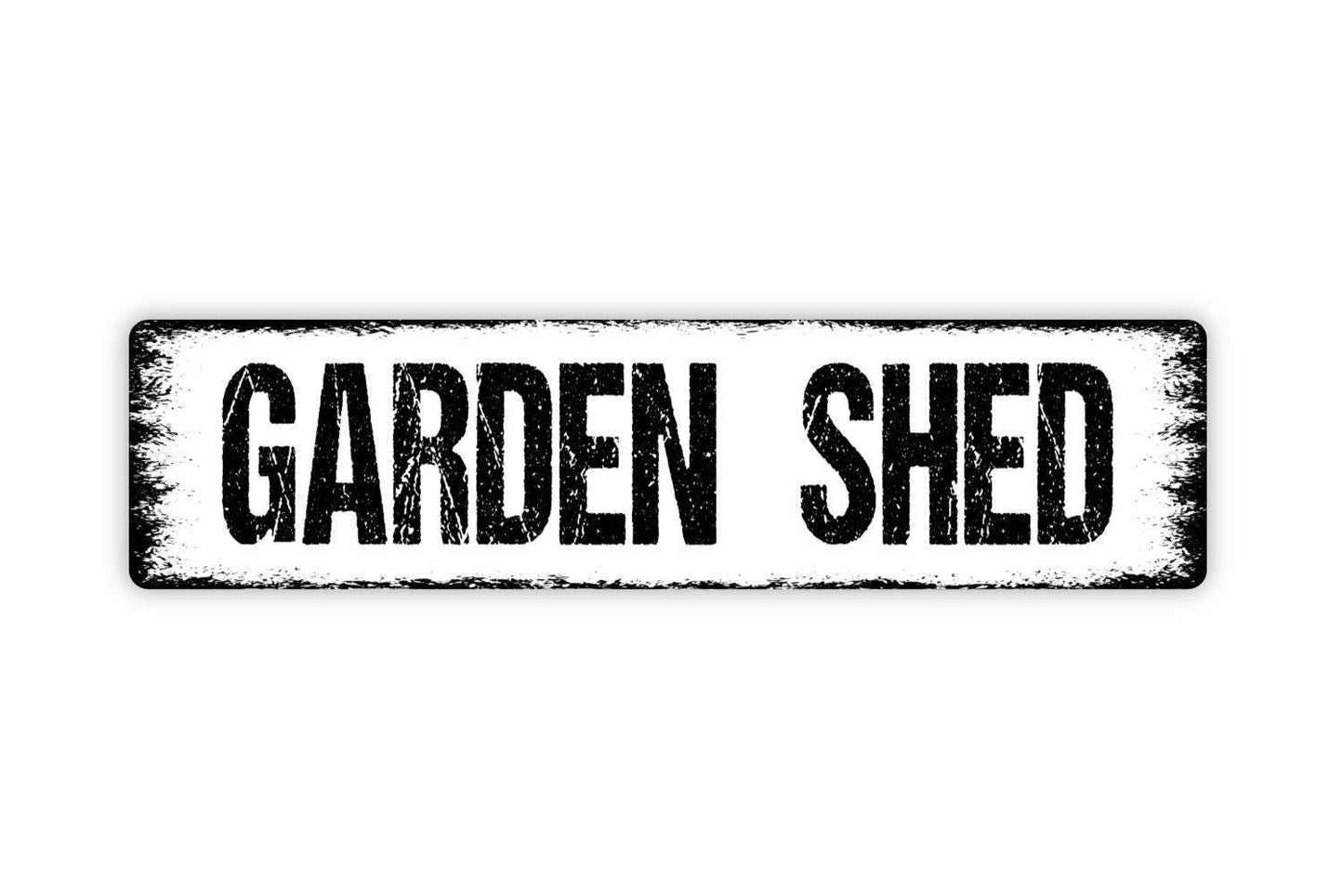 Garden Shed Sign - Gardener Greenhouse Grow Room Yard Storage Shed Vinyl Sticker Or Street Metal Sign or Door Name Plate Plaque