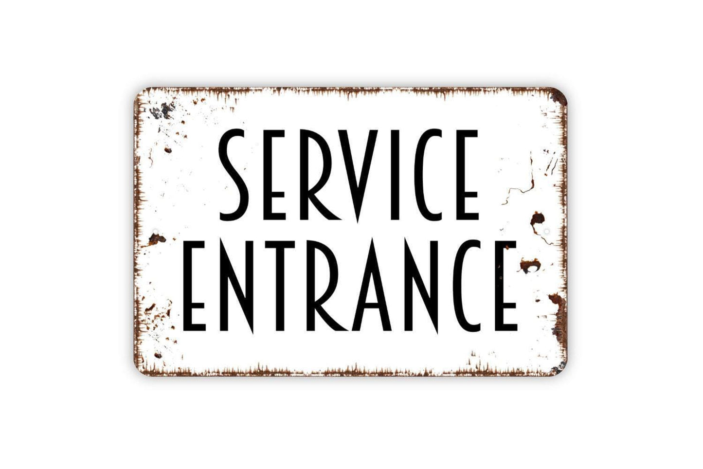 Service Entrance Sign Metal or Vinyl Sticker | Business Entry Sign | Employee Door Sign | Commercial Wall Art | Rustic Farmhouse Entry Decor
