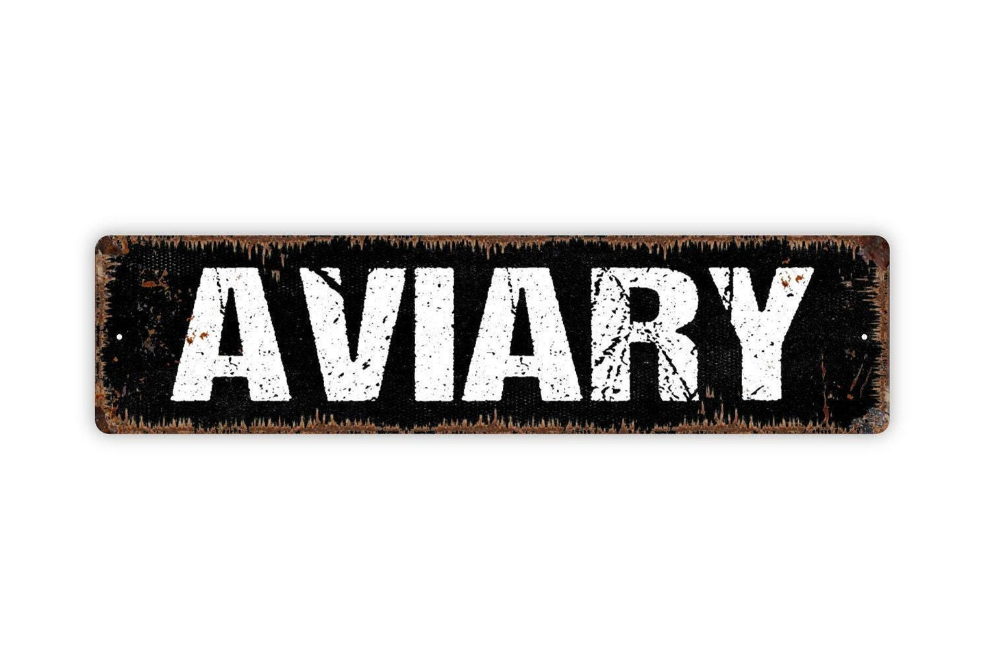 Aviary Sign | Rustic Farmhouse Wall Sign for Bird Lovers, Zoos, or Sanctuaries | Country Style Metal Sign or Vinyl Sticker Garden Bird Décor