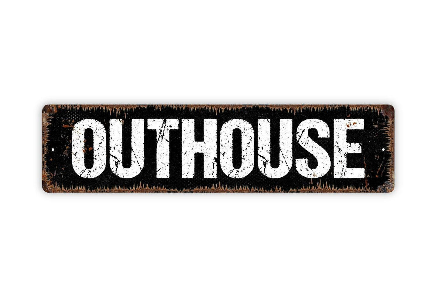 Outhouse Sign - Bathroom Restroom Vinyl Sticker Or Metal Street Sign or Door Name Plate Plaque