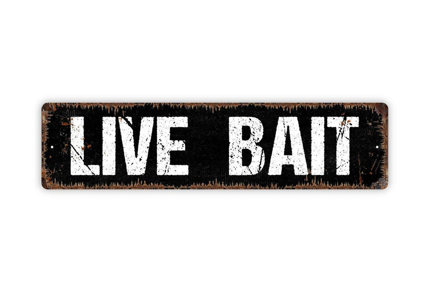 Live Bait Sign - Fishing Tackle Shop Fisherman Vinyl Sticker Or Street Metal Sign or Door Name Plate Plaque