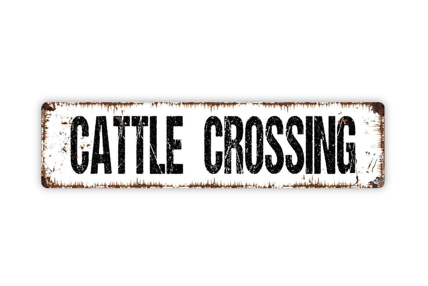 Cattle Crossing Sign Metal or Vinyl Sticker | Rustic Farmhouse Wall Art | Ranch Barn Decor | Cowboy Western Sign | Country Farm Wall Decor
