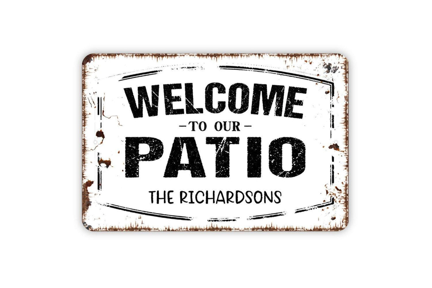 Personalized Welcome To Our Patio Sign | Custom Outdoor Wall Decor | Metal Sign or Vinyl Sticker for Patios, Decks, Porches, or Backyards