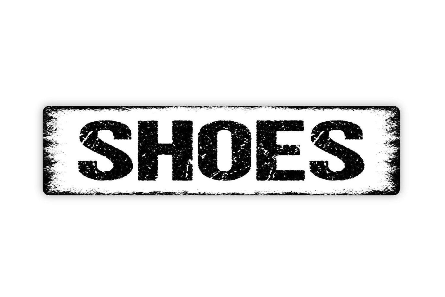 Shoes Sign | Please Remove Shoes Entryway Wall Decor | Metal Sign or Vinyl Sticker for Home Porch Mudroom Apartment