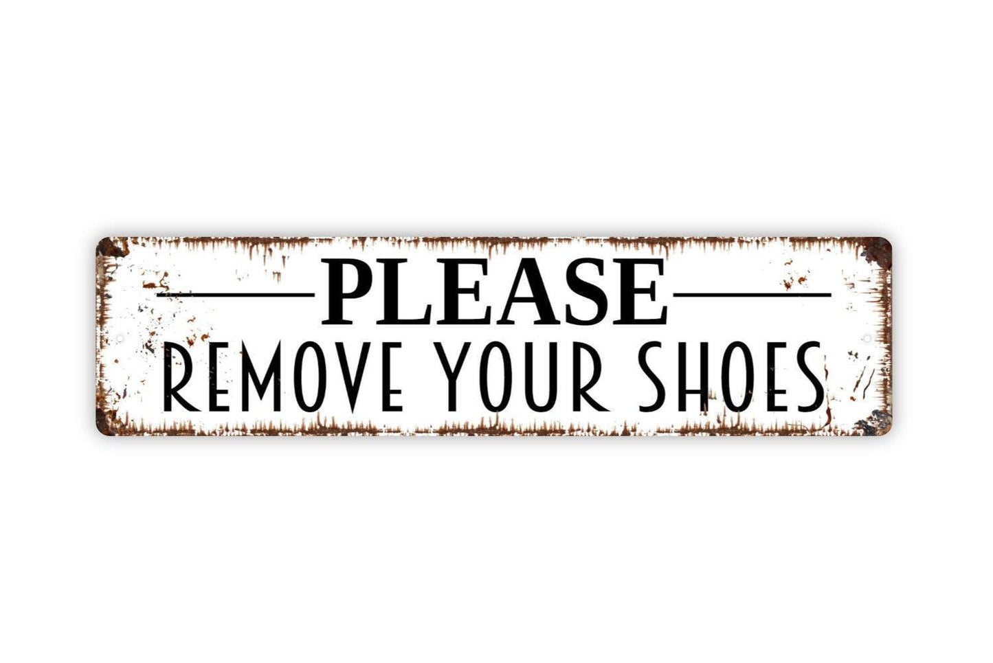 Please Remove Your Shoes Sign - Vinyl Sticker Or Street Sign or Door Name Plate Plaque