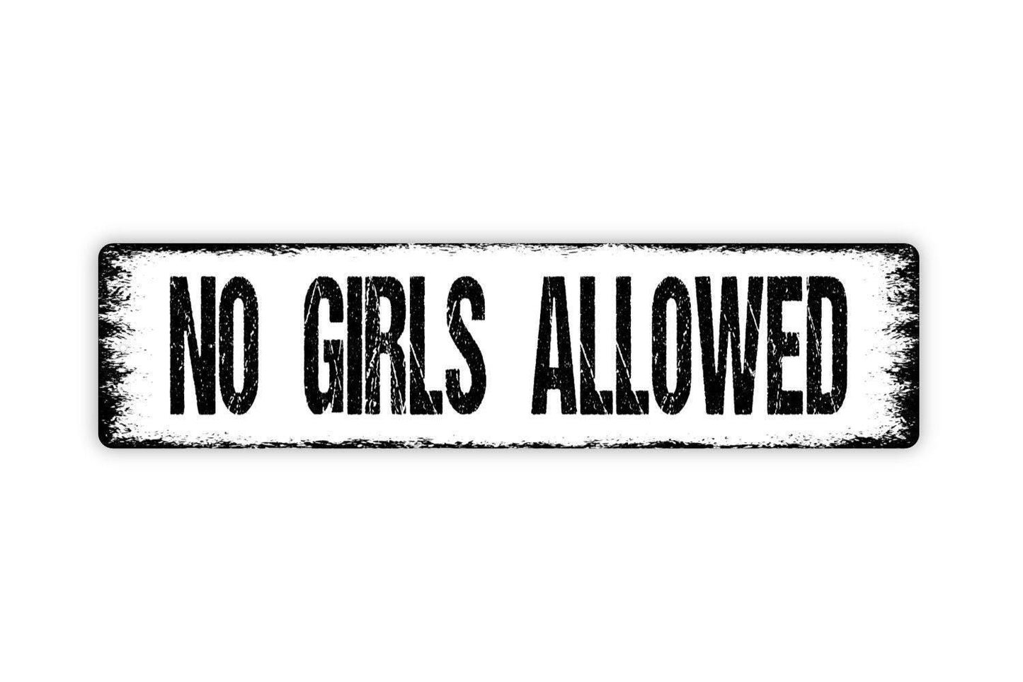 No Girls Allowed Sign Metal or Vinyl Sticker | Boys Only Wall Decor | Kids Room Sign | Clubhouse Door Sign | Funny Man Cave Wall Art