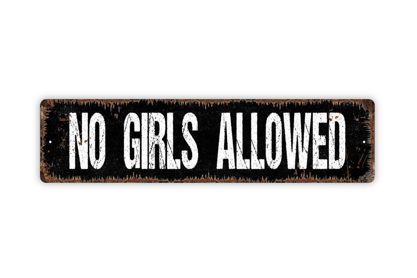 No Girls Allowed Sign Metal or Vinyl Sticker | Boys Only Wall Decor | Kids Room Sign | Clubhouse Door Sign | Funny Man Cave Wall Art
