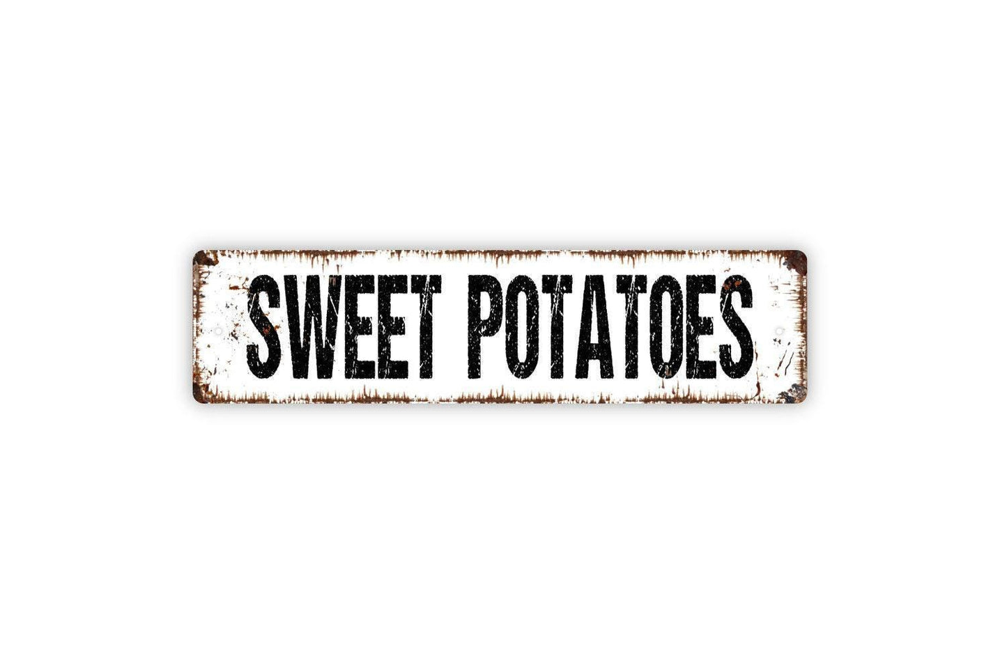 Sweet Potatoes Sign – Rustic Farmhouse Kitchen Wall Decor – Vegetable Garden Market Farm Stand Barn Sign – Metal Sign or Sticker
